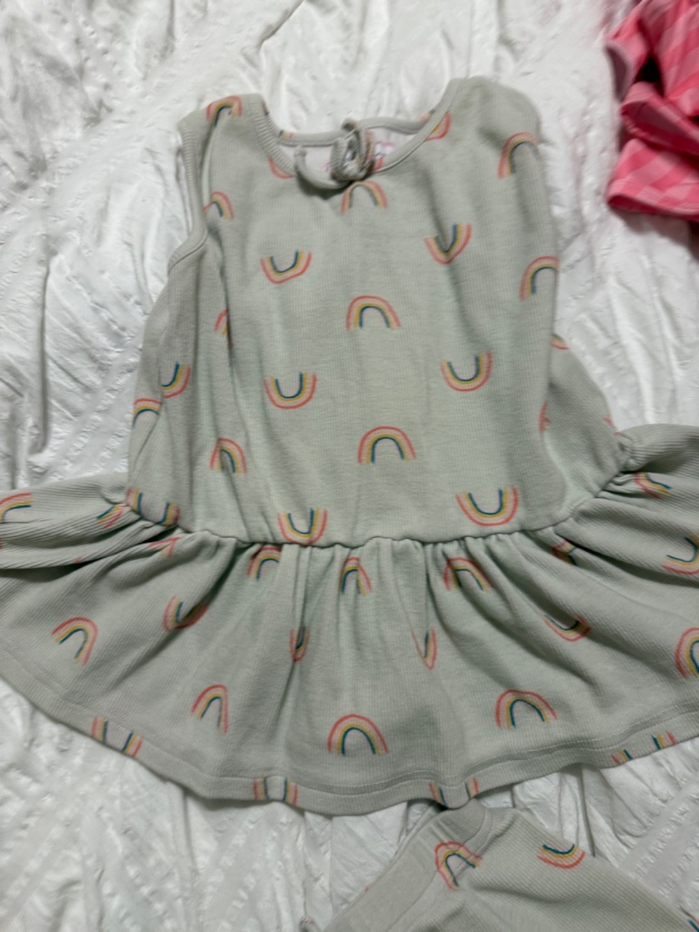 SweetHoney light green Rainbow Peplum Top & Shorts - Picture 4 of 5
